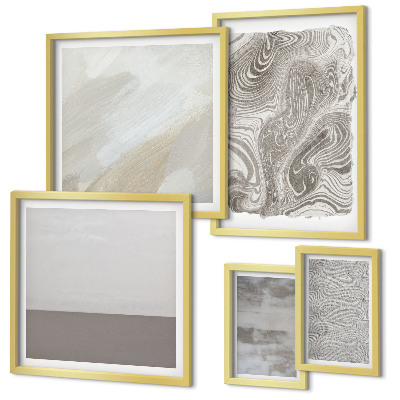Conjunto de 5 quadros decorativos Padrões abstratos industriais