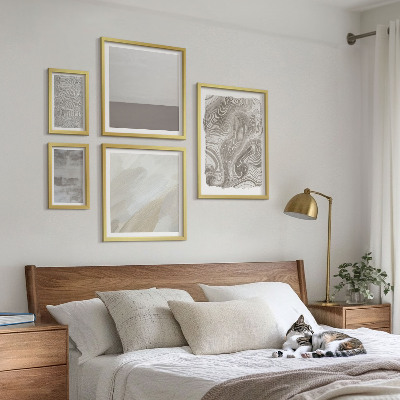 Conjunto de 5 quadros decorativos Padrões abstratos industriais