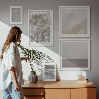Conjunto de 5 quadros decorativos Padrões abstratos industriais
