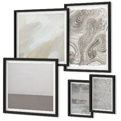 Conjunto de 5 quadros decorativos com padrões abstratos industriais
