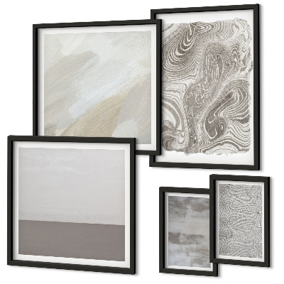 Conjunto de 5 quadros decorativos Padrões abstratos industriais