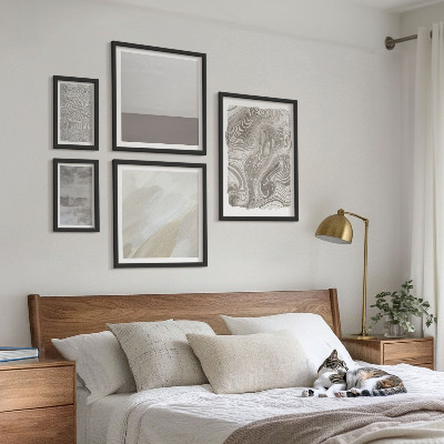 Conjunto de 5 quadros decorativos Padrões abstratos industriais