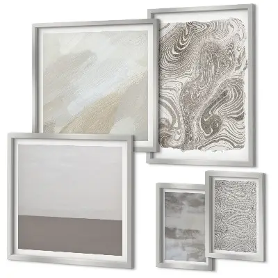 Conjunto de 5 quadros decorativos com padrões abstratos industriais