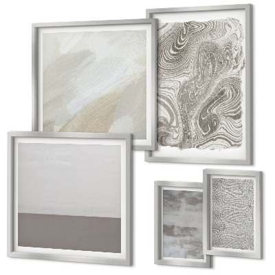 Conjunto de 5 quadros decorativos Padrões abstratos industriais