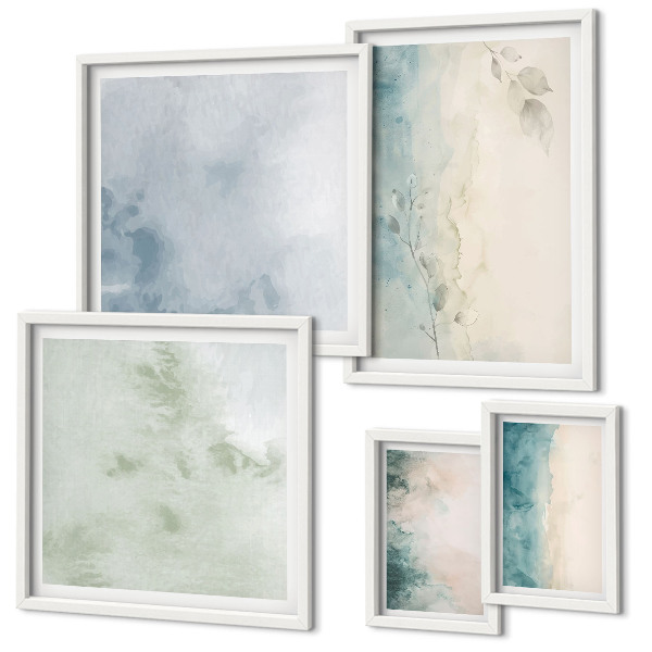 Galeria de parede Minimalismo em tela com aquarelas derramadas