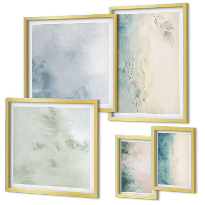 Galeria de parede Minimalismo em tela com aquarelas derramadas