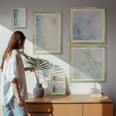 Galeria de parede Minimalismo em tela com aquarelas derramadas