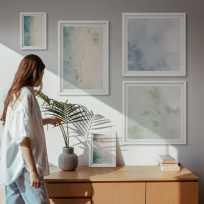 Galeria de parede Minimalismo em tela com aquarelas derramadas