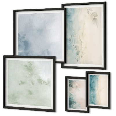 Galeria de parede Minimalismo em tela com aquarelas derramadas