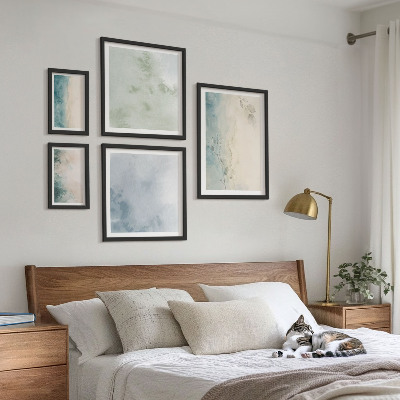 Galeria de parede Minimalismo em tela com aquarelas derramadas