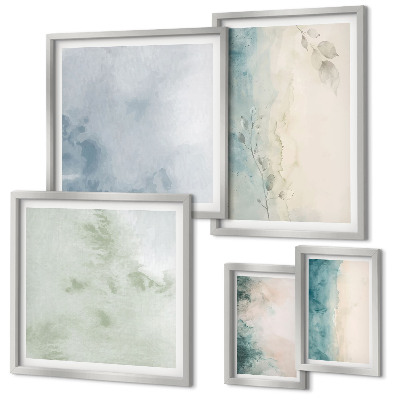 Galeria de parede Minimalismo em tela com aquarelas derramadas
