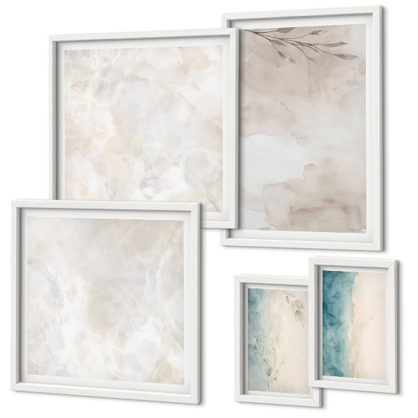 Conjunto de 5 quadros com moldura Textura sutil de aquarela