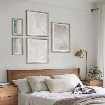 Conjunto de 5 quadros com moldura Textura sutil de aquarela