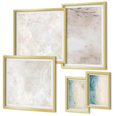 Conjunto de 5 quadros com moldura Textura sutil de aquarela