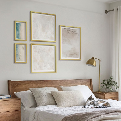 Conjunto de 5 quadros com moldura Textura sutil de aquarela
