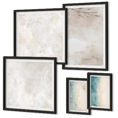 Conjunto de 5 quadros com moldura Textura sutil de aquarela