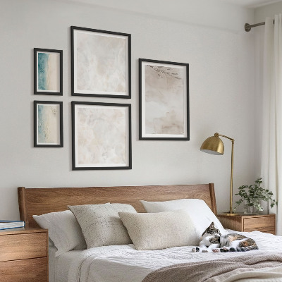 Conjunto de 5 quadros com moldura Textura sutil de aquarela