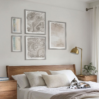 Conjunto de 5 quadros decorativos Tintas aquarela delicadas