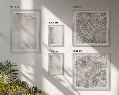 Conjunto de 5 quadros decorativos com estampas de tintas aquarela delicadas