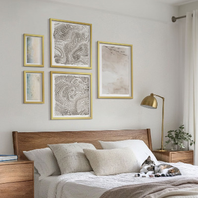 Conjunto de 5 quadros decorativos Tintas aquarela delicadas