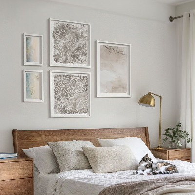 Conjunto de 5 quadros decorativos Tintas aquarela delicadas