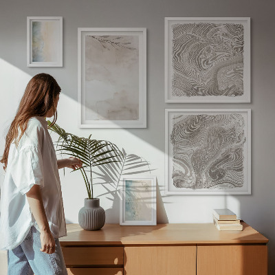 Conjunto de 5 quadros decorativos Tintas aquarela delicadas