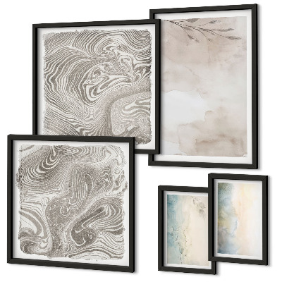 Conjunto de 5 quadros decorativos Tintas aquarela delicadas