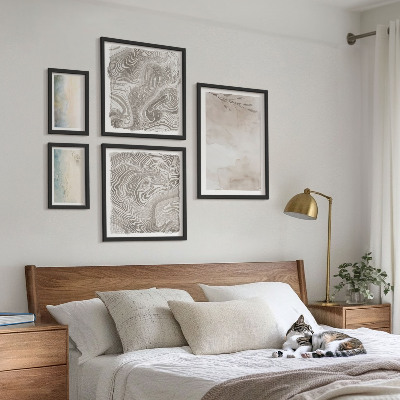 Conjunto de 5 quadros decorativos Tintas aquarela delicadas