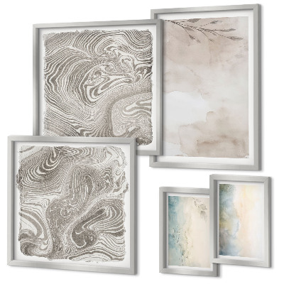 Conjunto de 5 quadros decorativos Tintas aquarela delicadas