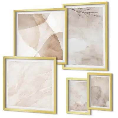 Galeria de parede com tintas aquarela e texturas boho