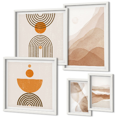 Conjunto de 5 quadros com moldura Estruturas de diferentes matizes de minimalismo