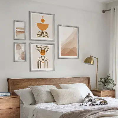 Conjunto de 5 quadros com moldura com estruturas de diferentes matizes de minimalismo