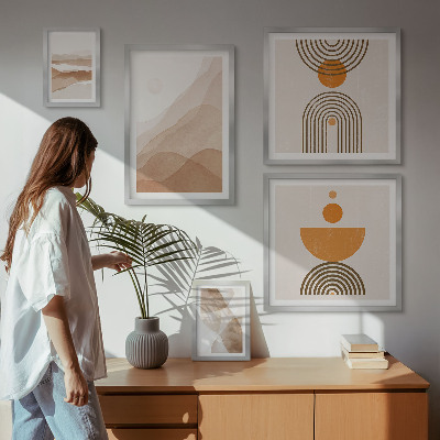 Conjunto de 5 quadros com moldura Estruturas de diferentes matizes de minimalismo