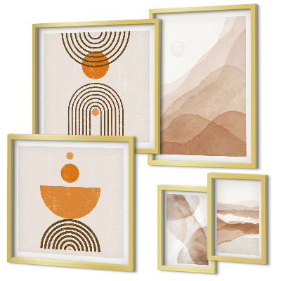Conjunto de 5 quadros com moldura Estruturas de diferentes matizes de minimalismo