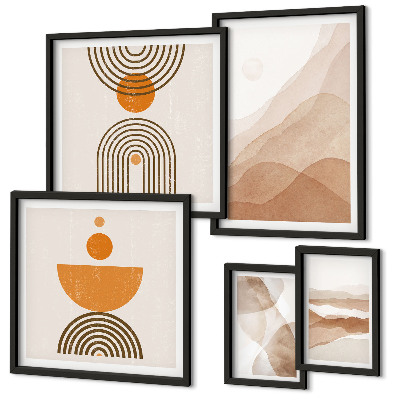 Conjunto de 5 quadros com moldura Estruturas de diferentes matizes de minimalismo