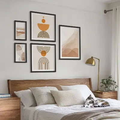 Conjunto de 5 quadros com moldura com estruturas de diferentes matizes de minimalismo