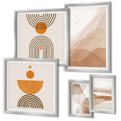 Conjunto de 5 quadros com moldura Estruturas de diferentes matizes de minimalismo