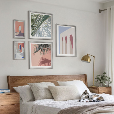 Conjunto de 5 quadros decorativos Ilustrações de arquitetura urbana