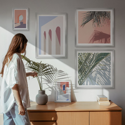 Conjunto de 5 quadros decorativos Ilustrações de arquitetura urbana