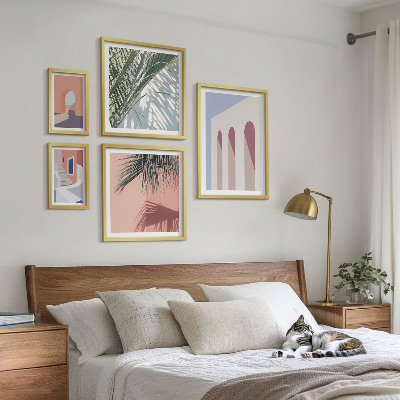Conjunto de 5 quadros decorativos Ilustrações de arquitetura urbana
