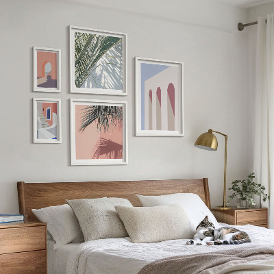 Conjunto de 5 quadros decorativos Ilustrações de arquitetura urbana