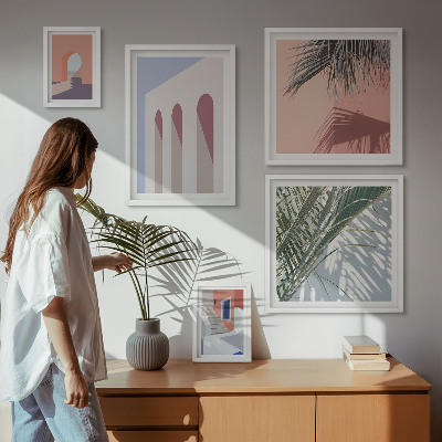 Conjunto de 5 quadros decorativos Ilustrações de arquitetura urbana