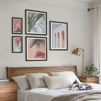 Conjunto de 5 quadros decorativos Ilustrações de arquitetura urbana