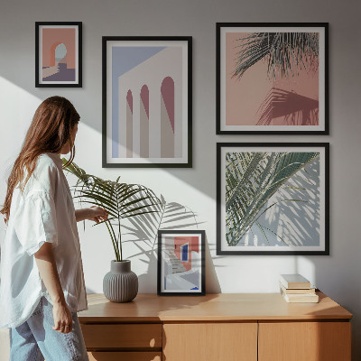 Conjunto de 5 quadros decorativos Ilustrações de arquitetura urbana