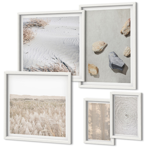 Parede galeria de quadros Texturas naturais boho