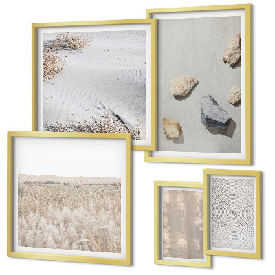 Parede galeria de quadros Texturas naturais boho