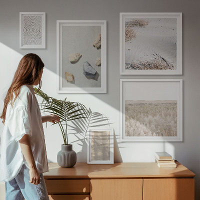 Parede galeria de quadros Texturas naturais boho