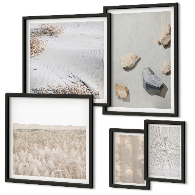 Parede galeria de quadros Texturas naturais boho