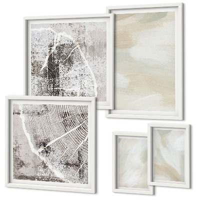 Conjunto de 5 quadros com moldura minimalismo na textura da tinta