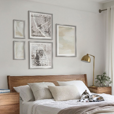 Conjunto de 5 quadros com moldura minimalismo na textura da tinta